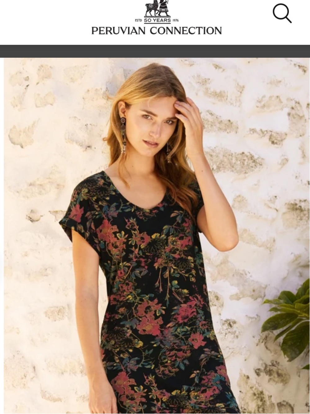 Peruvian Connection Passion Flower Tunic Dress Medium Pima Cotton Modal